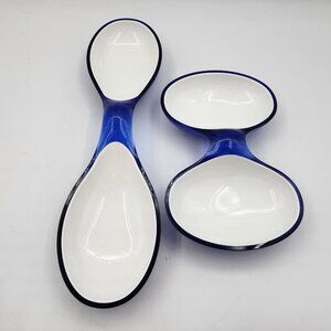 Guzzini Modern Fused Acrylic Interlocking Serving Dish 2Piece Colbalt Blue Italy